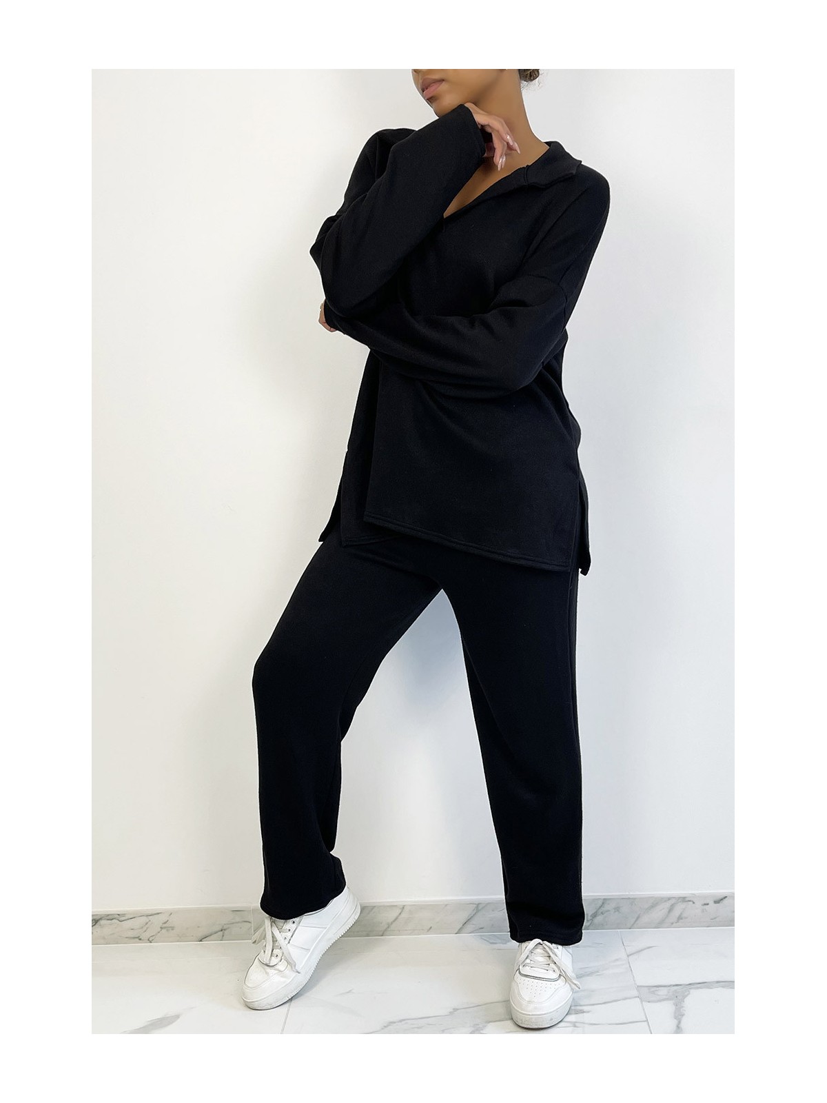 EnETmble tunique et pantalon over size en noir - 7