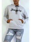 SwGGt à capuche gris avec écriture ANGELS et poches - 7