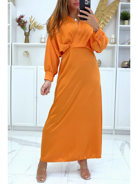 LoLLue robe orange satiné croisé au buste - 1