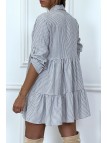 Robe chemise grise motif vichy froncée - 4
