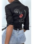 ChFAise noire cintrée avec dessin au dos. Chemise femme - 1