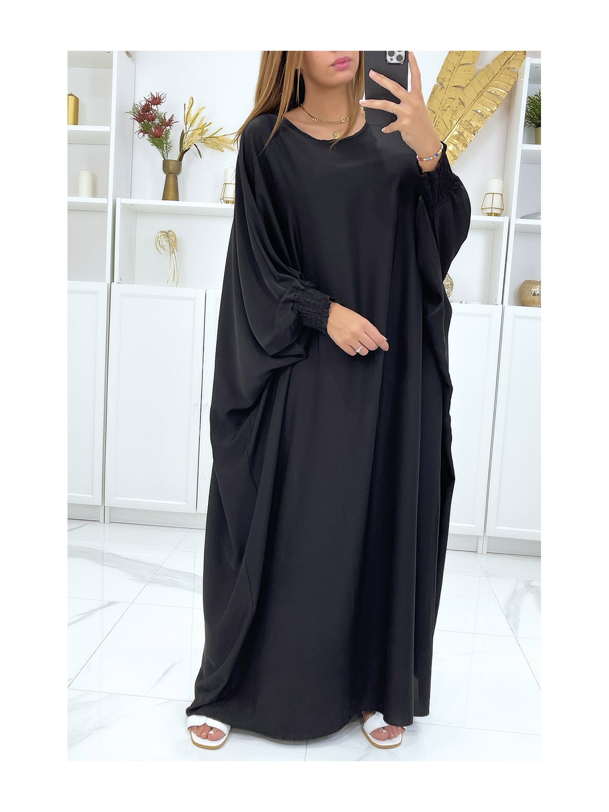 LoLLue abaya noire très ample avec élastique aux manches  - 3