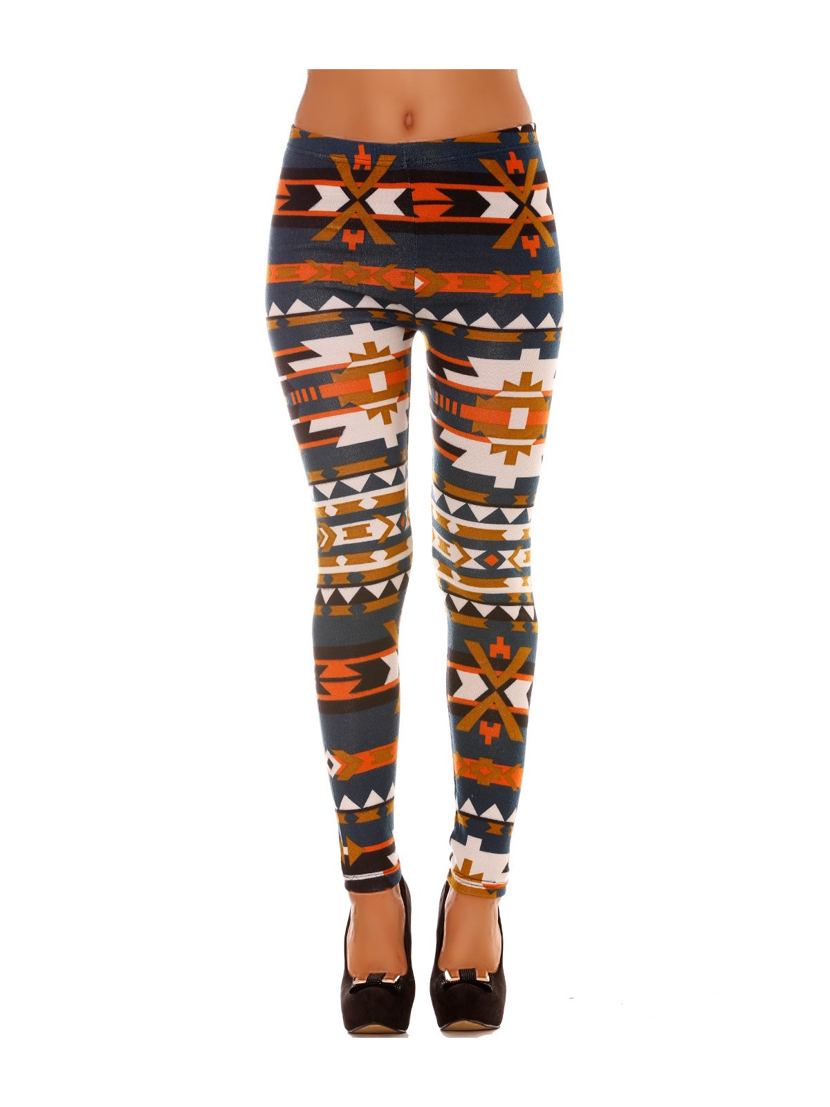 LeCKings d'hiver coloré en Canard et orange motifs fantaisie. Leggings Style fashion. 113-1 - 2