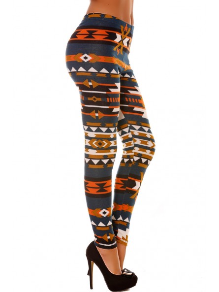 LeCKings d'hiver coloré en Canard et orange motifs fantaisie. Leggings Style fashion. 113-1 - 4