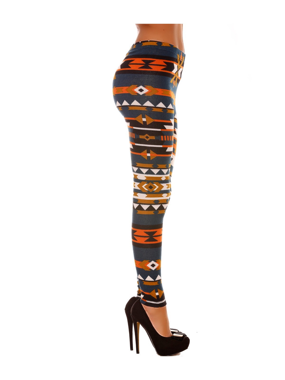 LeCKings d'hiver coloré en Canard et orange motifs fantaisie. Leggings Style fashion. 113-1 - 5