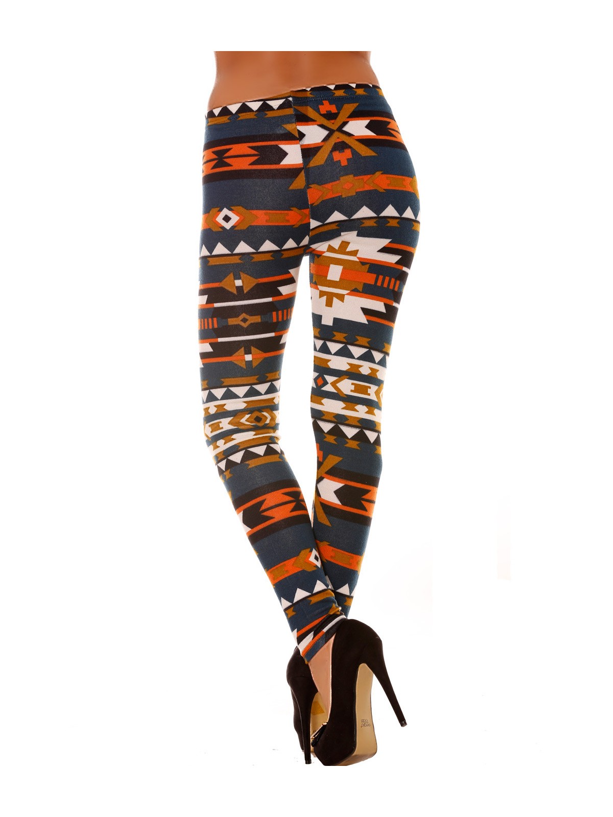 LeCKings d'hiver coloré en Canard et orange motifs fantaisie. Leggings Style fashion. 113-1 - 8