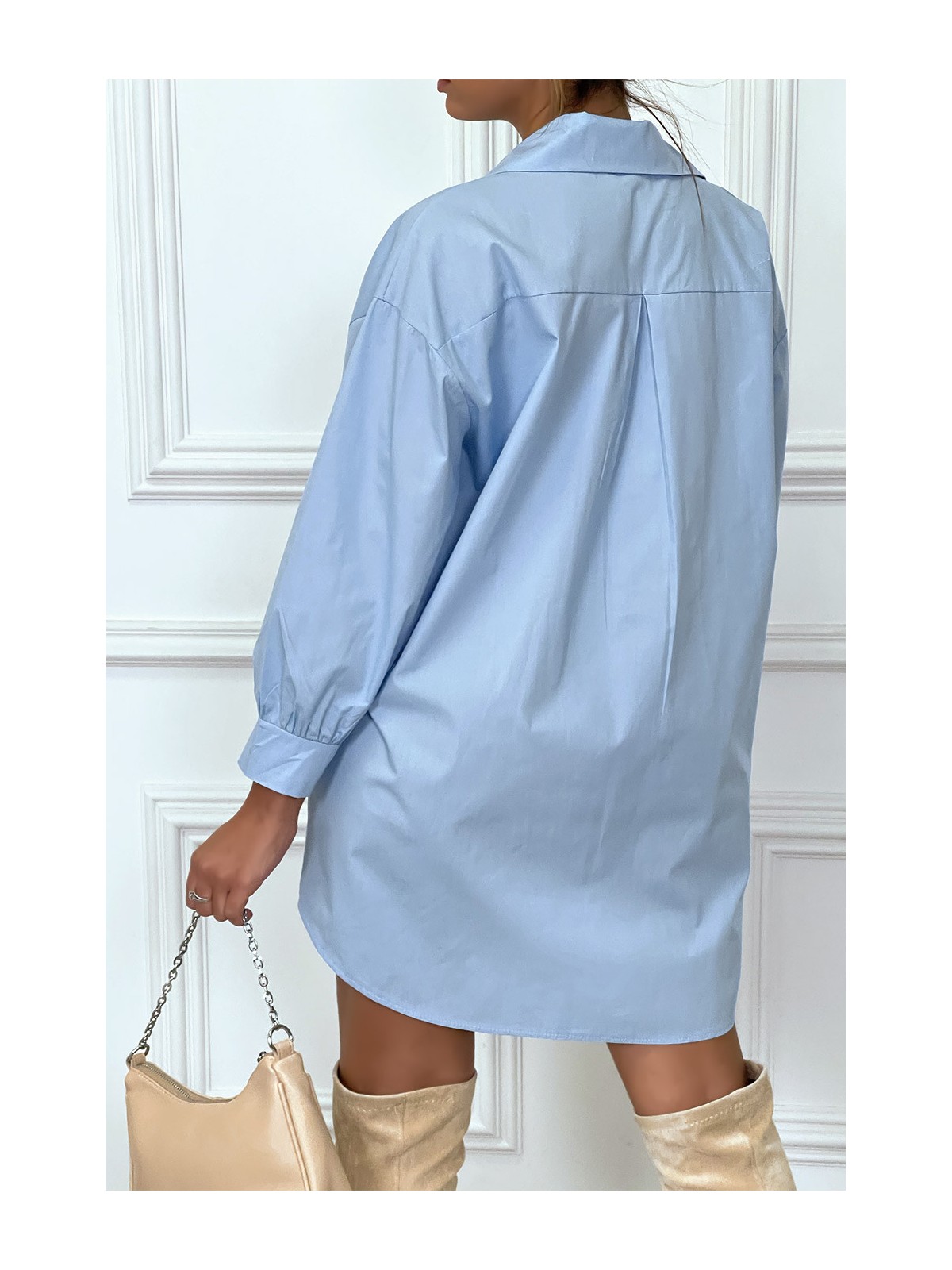 RoTR chemise turquoise asymétrique en coton - 3