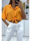 CrOC top chemise orange avec noeud et élastique au dos  - 2