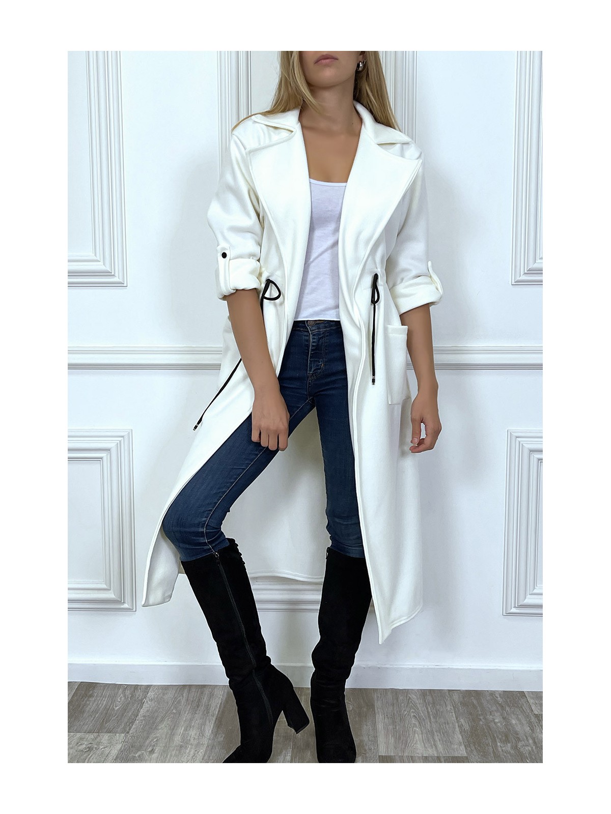 LoLL manteau blanc cintré à la taille avec poches - 2