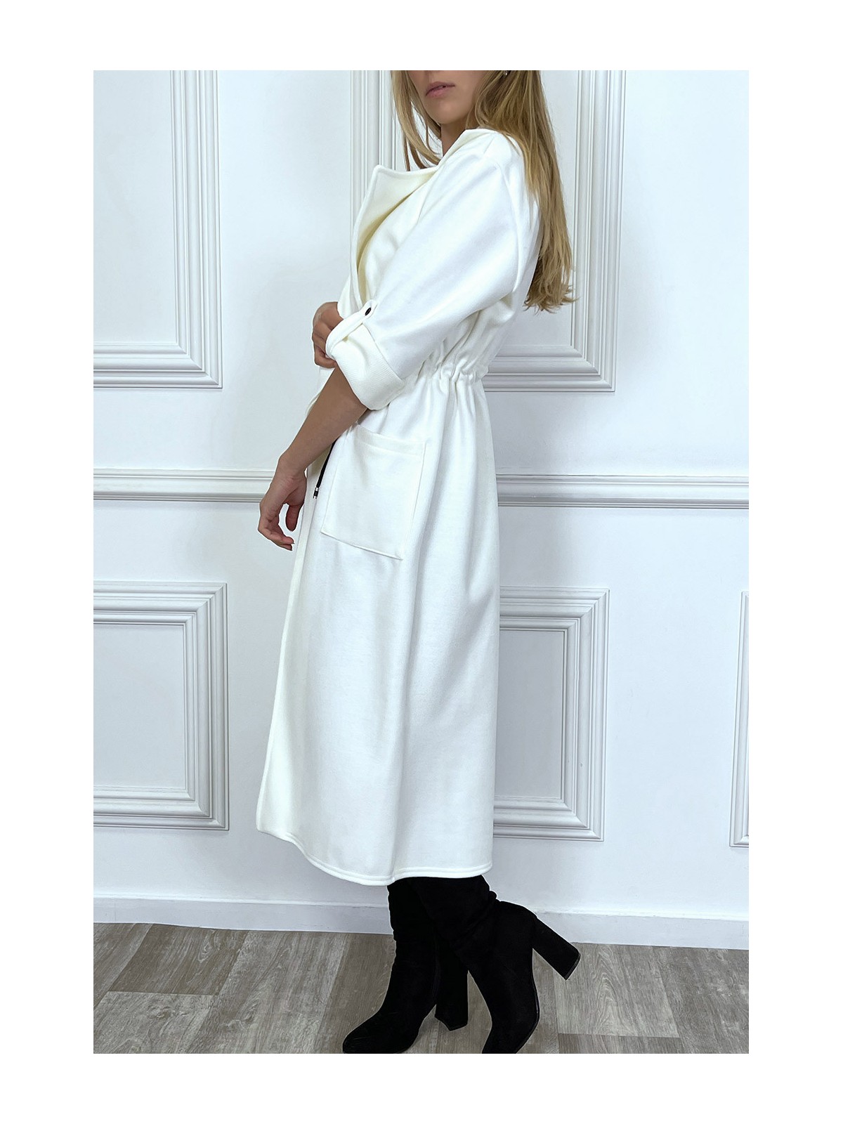 LoLL manteau blanc cintré à la taille avec poches - 3