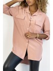 Chemise rose très chic avec poche au buste - 3