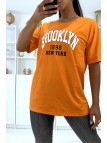 T-shirt Oversize orange à écriture Brooklyn 1998 - 2
