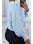 PuLL ample en turquoise avec manches large - 5