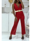 CoRCinaison pantalon rouge en dentelle doublé vendu sans la ceinture  - 1