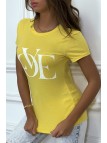 T-shirt basique jaune près du corps inscription "Love" - 3