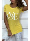 T-shirt basique jaune près du corps inscription "Love" - 4