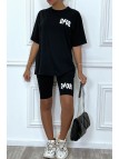Ensemble tee-shirt et short cycliste noir inspi marque de luxe - 2