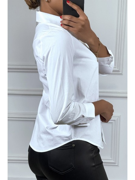 Chemise blanche avec dessin de visage en noir, à manches longues - 3