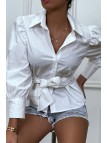 Chemise blanche avec manches bouffante et ceinture intégré - 4