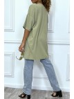 Tee-shirt oversize kaki tendance avec dessin en coton - 5