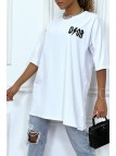 Tee-shirt oversize blanc tendance, écriture "D/or", manche mi-longue - 2