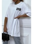 Tee-shirt oversize blanc tendance, écriture "D/or", manche mi-longue - 6