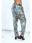 Pantalon fluide gris à rayures en pointillés et imprimé floral - 3