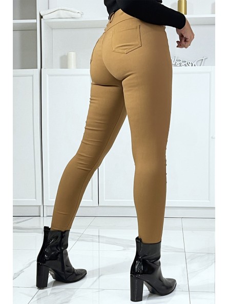 Pantalon slim camel en strech très extensible avec poches - 1