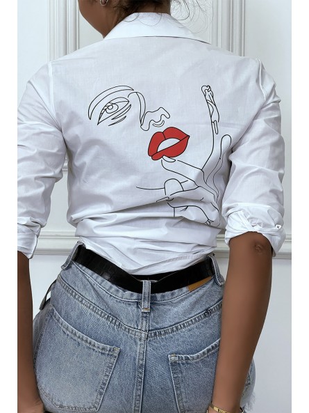 Chemise blanche cintré avec dessin au dos. Chemise femme - 1