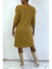 Longue robe pull moutarde composé de laine et de mohair - 3