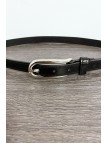 Fine ceinture noir brillant avec boucle argenté - 4
