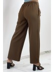 Pantalon chic marron taille haute à pinces - 3