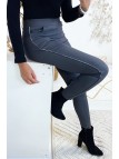 Sublime pantalon slim anthracite avec bande pailleté - 3