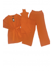 Ensemble 3 pièces gilet débardeur et pantalon palazzo orange - 1