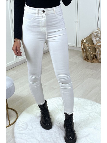 Jeans slim blanc taille haute - 3