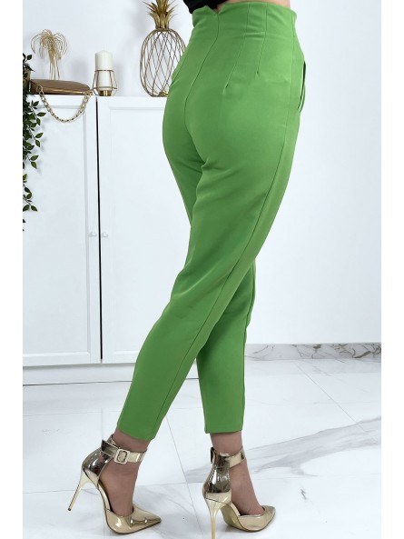 Pantalon cigarette vert anis femme - 5