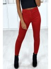 Jeans slim rouge très extensible avec poches à l'arrière - 2