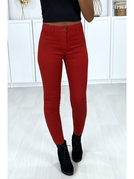 Jeans slim rouge très extensible avec poches à l'arrière - 5