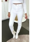 Pantalon jeans slim blanc avec poches arrières - 3