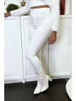 Pantalon jeans slim blanc avec poches arrières - 5