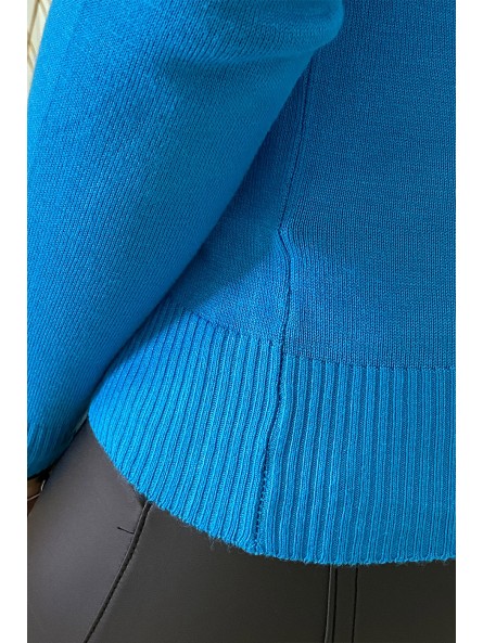 Gilet bleu en maille tricot très extensible et très doux - 8