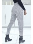 Pantalon slim extensible à motif à carreaux bordeaux et double zip - 3