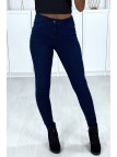 Jeans slim bleu marine très extensible avec 5 poches - 2