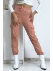 Pantalon treillis rose en strech avec poches - 3