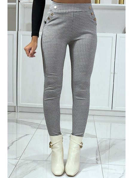 Pantalon canard motif carreaux avec poches et boutons - 2