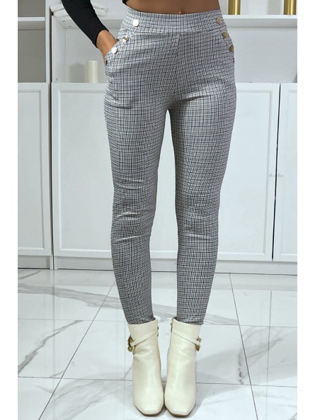 Pantalon canard motif carreaux avec poches et boutons - 3