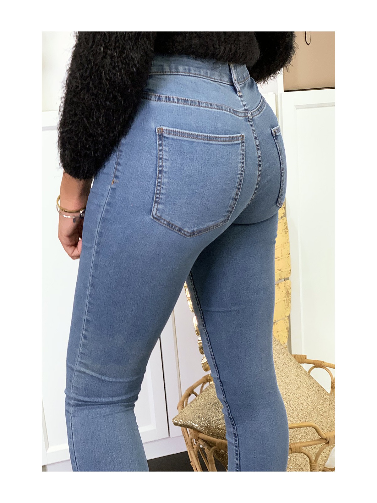 Jeans slim bleu avec poches arrière - 5