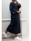 Longue robe over size en coton marine très épais - 2