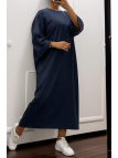 Longue robe over size en coton marine très épais - 5