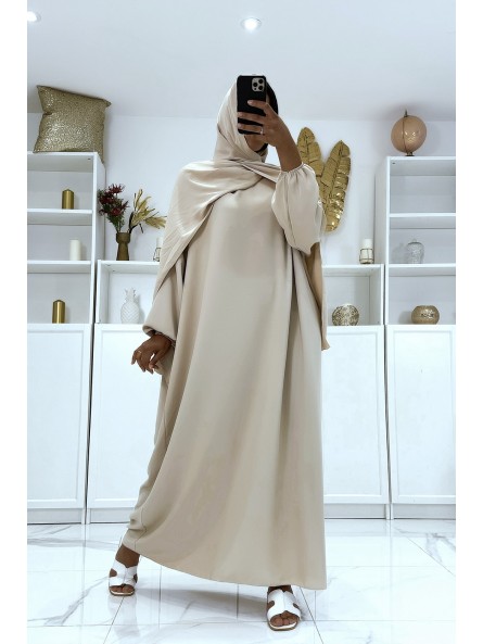 Abaya beige avec voile intégré pas chère couleur vitaminée - 2